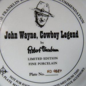 Franklin Mint Heirloom John Wayne Cowboy Legend Plate